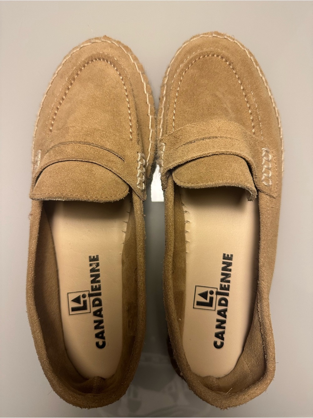La Canadienne Suede Espadrille Loafers Tan Women’s Size 7
